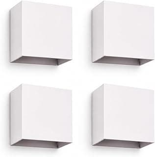 Kit 4x Arandela Slim Branca Externa Facho Duplo Ajustável Led 4w 3000K IP67 Branco Quente Bivolt