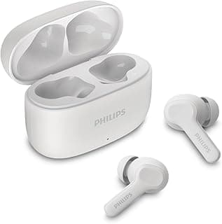Fone de ouvido sem fio Philips branco em embalagem aberta