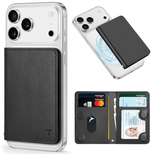 Carteira magnética TUCCH com bloqueio RFID para iPhone 16/15/14/13/12/Plus/Pro/Pro Max, preta