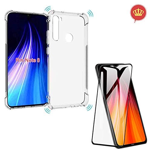 Capa anti-choque transparente e película de vidro temperado para Xiaomi Redmi Note 8