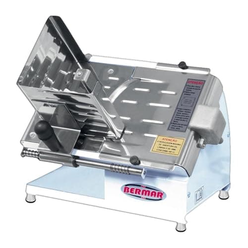 Cortador Frios Semi Automático Bermar 196mm Bivolt, prata e branco, em fundo branco
