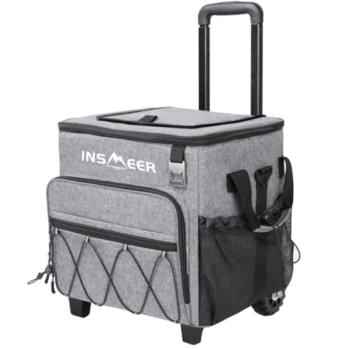 Bolsa térmica INSMEER com rodas, 40 litros, cinza e preto, com logo branco