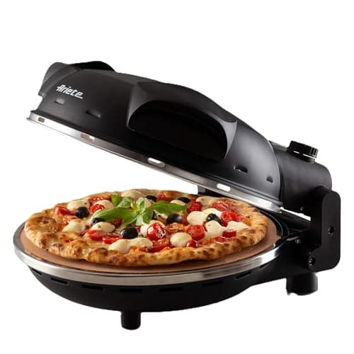 Forno para pizza preto Ariete com pizza pronta