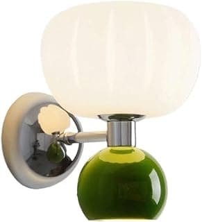 Arandela de parede moderna verde com luz de três cores e base metálica cromada