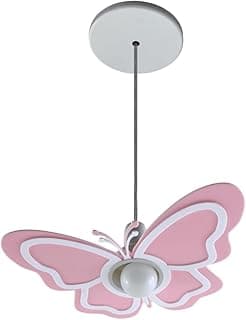 Luminária pendente borboleta rosa para quarto infantil