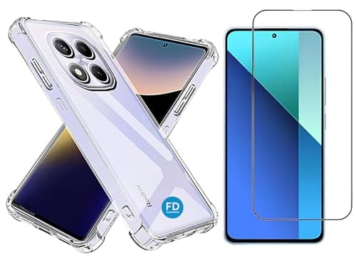 Kit Capa Capinha Anti-Impacto Transparente e Película de Cerâmica 9D para Xiaomi Redmi Note 14 Pro 5G