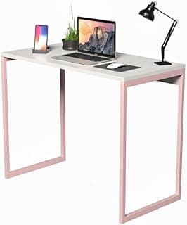 Mesa Industrial Escrivaninha Aço MDF Para Computador Notebook Home Office Gamer Diversos Tamanhos Suporta 40KG (ROSA/BRANCO,72C X 38P X 74A)