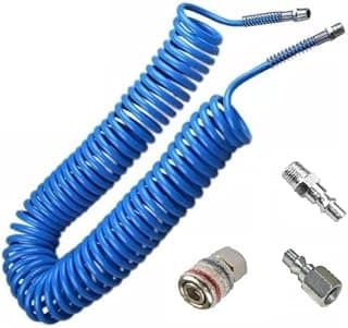 Mangueira espiral compressor 10 metros 1/4 com conexões - azul