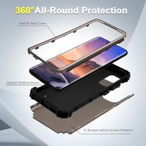 Capa para smartphone Galaxy S20, 360° proteção, cinza e preto, com detalhes de construção.