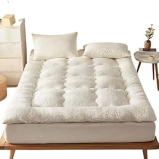 Protetor de colchão Pillow Top branco para cama queen size com design de almofadas em formato de diamante