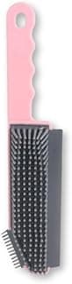 Escova de limpeza 2 em 1 com cerdas de silicone flexível, rosa e cinza, ideal para cantos difíceis