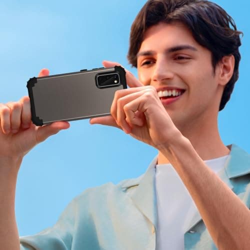 Capa para Samsung Galaxy S20, resistente, cinza escuro com bordas pretas