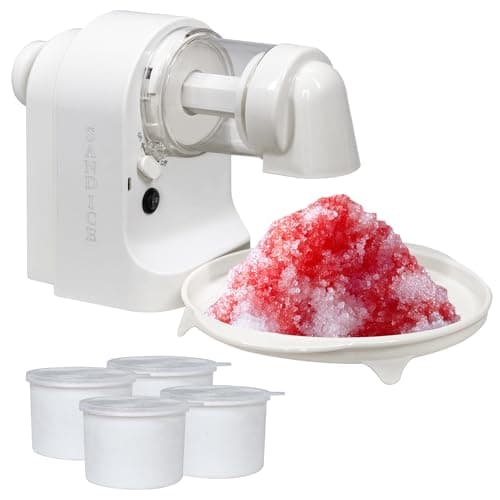 Máquina de cone de neve Vorisebo com cone de neve vermelho e quatro copos transparentes