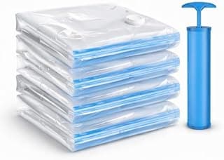 Kit 5 Saco a Vacuo + Bomba Mala Viagem Roupas Cobertor Edredom Vac Bag Guarda Roupa Mais Espaço