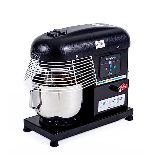 Batedeira planetária 5l profissional motor 1000w bivolt Maná preto e prata
