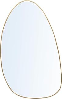 Espelho orgânico oval com borda dourada, LYOR, 21cm x 35cm