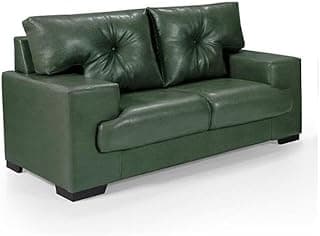 Sofá Clássico 2 Lugares Estilo Retrô em Couríssimo, Design Elegante e Confortável, Estrutura Resistente, Ideal para Sala de Estar, Apartamentos e Ambientes (Verde 863)