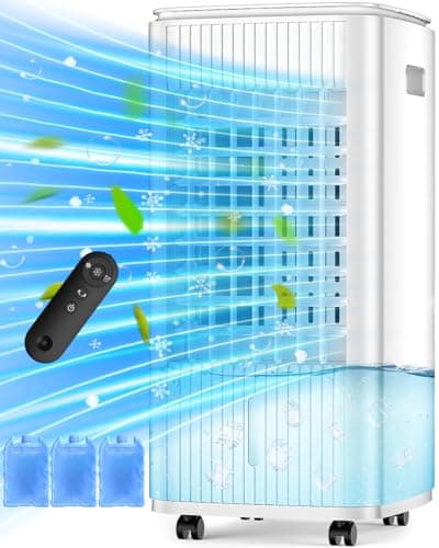 Ar Condicionado Portátil Evaporativo MYICY 3 em 1 com Controle Remoto 63,5 cm 3L Branco e Azul 60 W