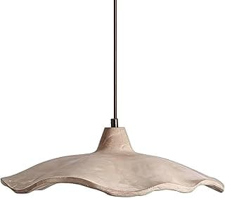 Luz pendente de concreto ondulado amarelo travertino cimento lâmpada suspensa com altura ajustável estilo industrial minimalista moderno para ilha de cozinha sala de jantar quarto(40cm/15.7in)