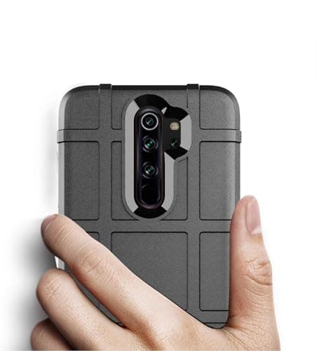 Capa preta Rugged Shield para smartphone Xiaomi Redmi Note 8 Pro.