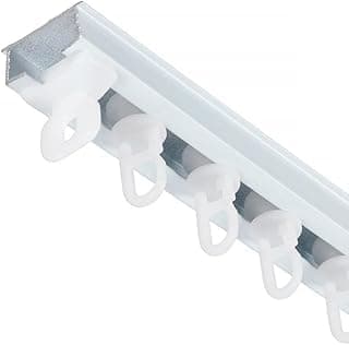 Trilho de alumínio simples para cortina branco com ganchos plásticos