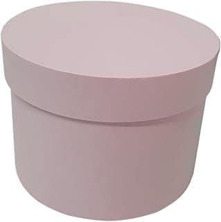 Caixa cartonada redonda rosa claro para presente utilitário tamanho 10x12