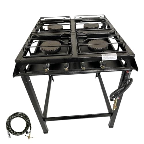 Fogão Industrial 4 Bocas Alta Pressão, FERRO FUNDIDO, 68x65x80 cm, Base Removível, Pés de Borracha