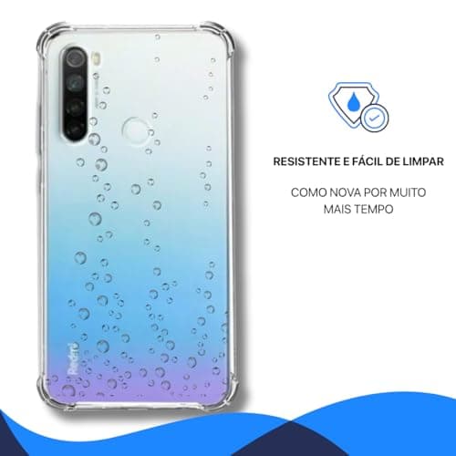 Capa transparente resistente à água para Xiaomi Redmi Note 8, fácil de limpar.