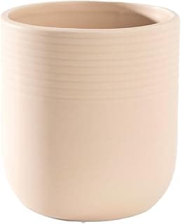 Vaso de cerâmica Timeless bege com relevos circulares