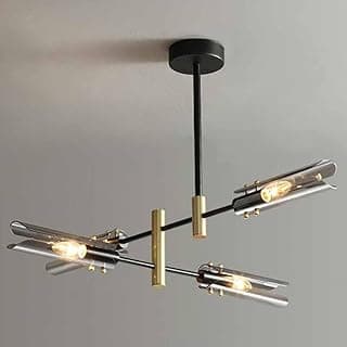 Lustre de vidro nórdico preto ouro luminária pendente múltiplo tubo longo sombra de vidro moderno ângulo ajustável luz suspensa de teto para sala de estar sala de jantar café quarto