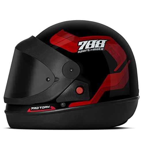 CAPACETE FECHADO PRO TORK SPORT MOTO 788 VERMELHO TAM. 58 VIS. FUMÊ