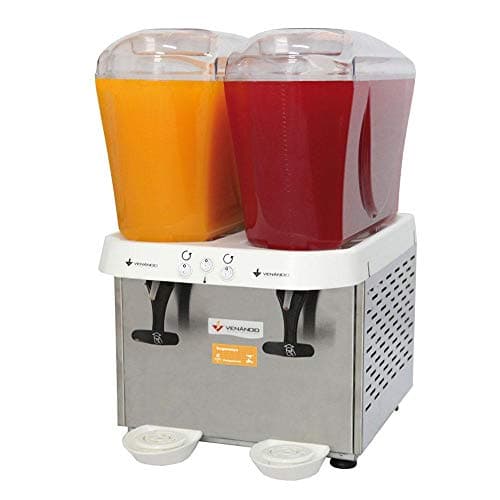 Refresqueira Inox 2 Reservatórios de 16 litros RV216 Venâncio - 127V com líquidos amarelo e vermelho
