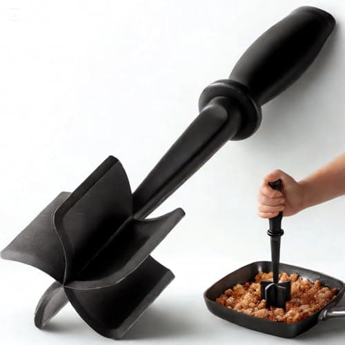 1 peça de cortador de carne, ferramenta de picador de carne moída, triturador de batata preto de 28 cm para cozinha