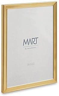 Porta-retratos de metal dourado 10x15 cm, elegante e brilhante, com texto 'MRT' e 'B.Art Collection'.