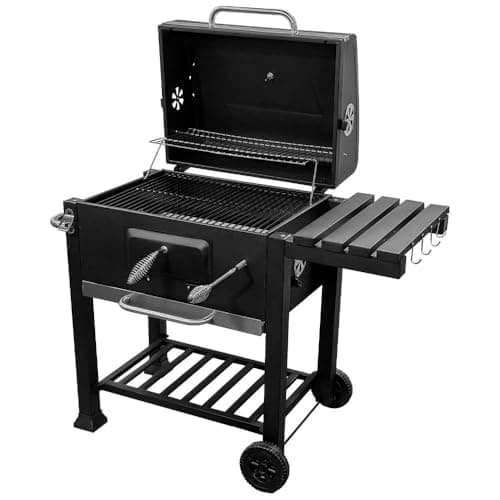 Churrasqueira Móvel Americana a Carvão com Prateleira Lateral