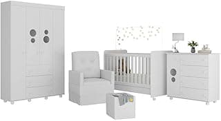 Quarto Completo com Poltrona de Amamentação e Puff Pimpolho Multimóveis Mp4085 Branco