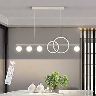 Lustre moderno de teto LED com controle remoto, iluminação circular, branco