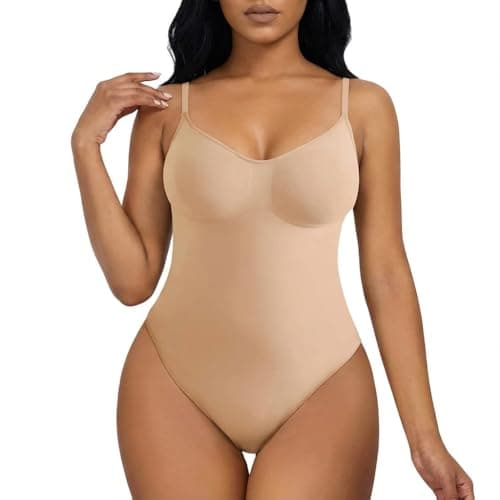 Body modelador feminino – modelador de cintura com controle de barriga sem costura para mulheres, Bege, 3G