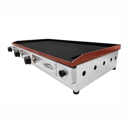 Chapa para lanche profissional a gás 80x40cm com 3 queimadores e coletor de gordura em aço inox