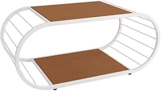 Mesa de Centro para Sala Kappesberg Crome Industrial de Metal 90cm Canela/branco Brilho