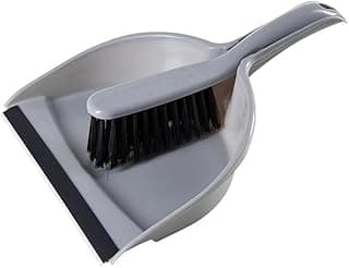 Kit de limpeza com pá e escova, cinza e preto, ideal para casa, cozinha e escritório