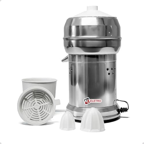Espremedor de frutas profissional em aço inoxidável KD ELETRO com recipientes transparentes
