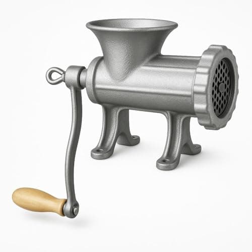 Moedor de carne manual de ferro fundido TNT com acessórios Nº 12 para hambúrguer, cinza escuro