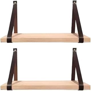 Kit 2 Prateleiras de Madeira Pinus 60x20cm com Alças Marrom(Café) Decorativa para Casa Quarto Sala