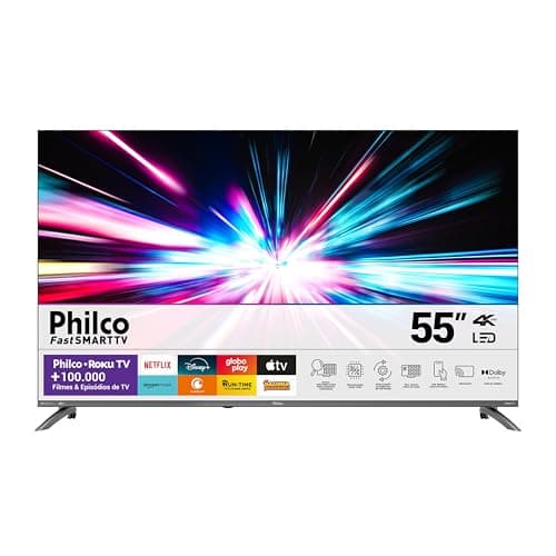 Smart TV Philco 55 polegadas 4K LED Roku TV Dolby Audio