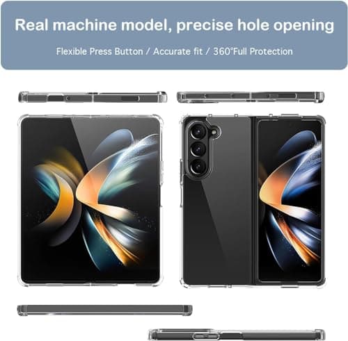 Capa transparente USTIYA Galaxy Z Fold 6 5G com ajuste preciso e proteção 360 graus.