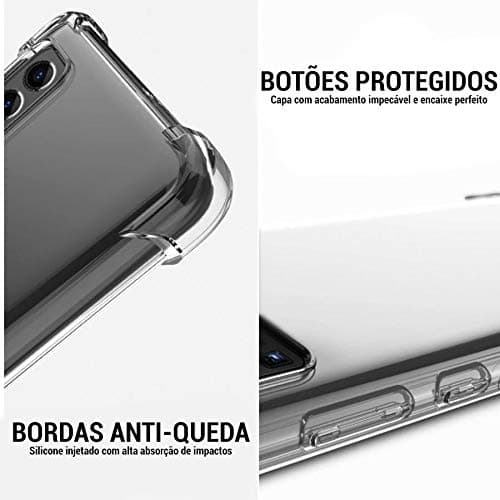 Imagem do smartphone Xiaomi Poco X3 Pro com capa anti-impacto transparente e película de vidro temperado