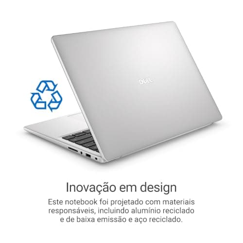 Notebook Dell 14 polegadas prata com design inovador e materiais recicláveis