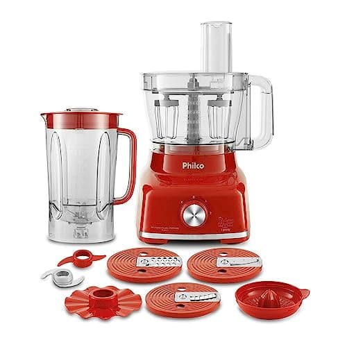 Multiprocessador Philco vermelho 1400W com acessórios