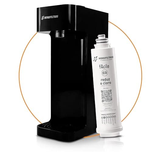 Purificador de Água Hidrofiltros Facile com Refil C3 Antimicrobiano Preto